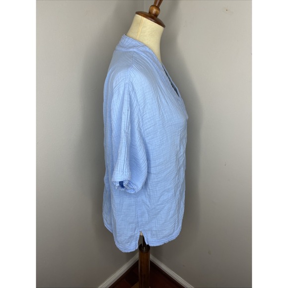 Xirena Short Sleeve Blue Guaze Popover Blouse Small S - Picture 4 of 9